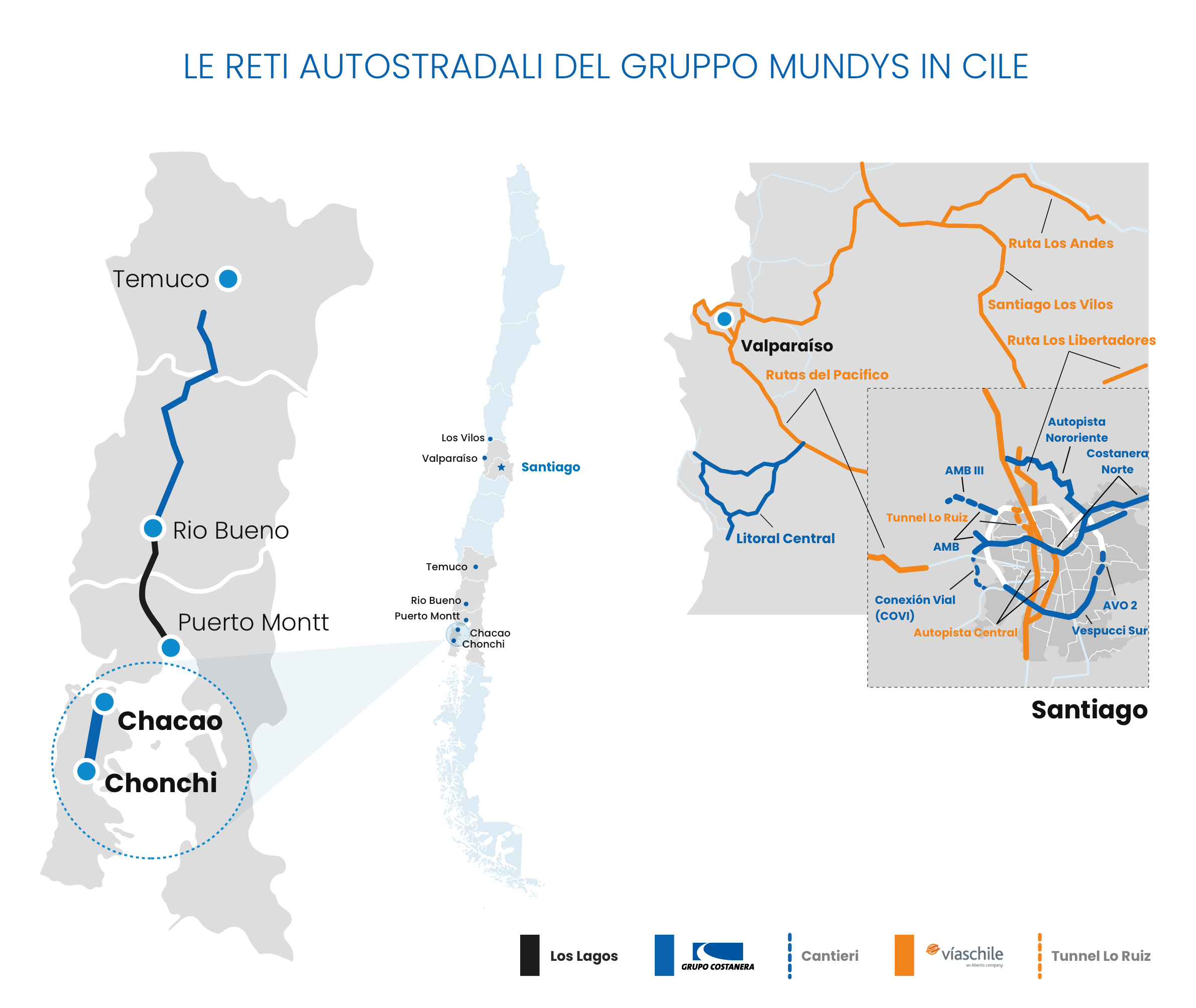 Le reti autostradali del gruppo Mundys in Chile